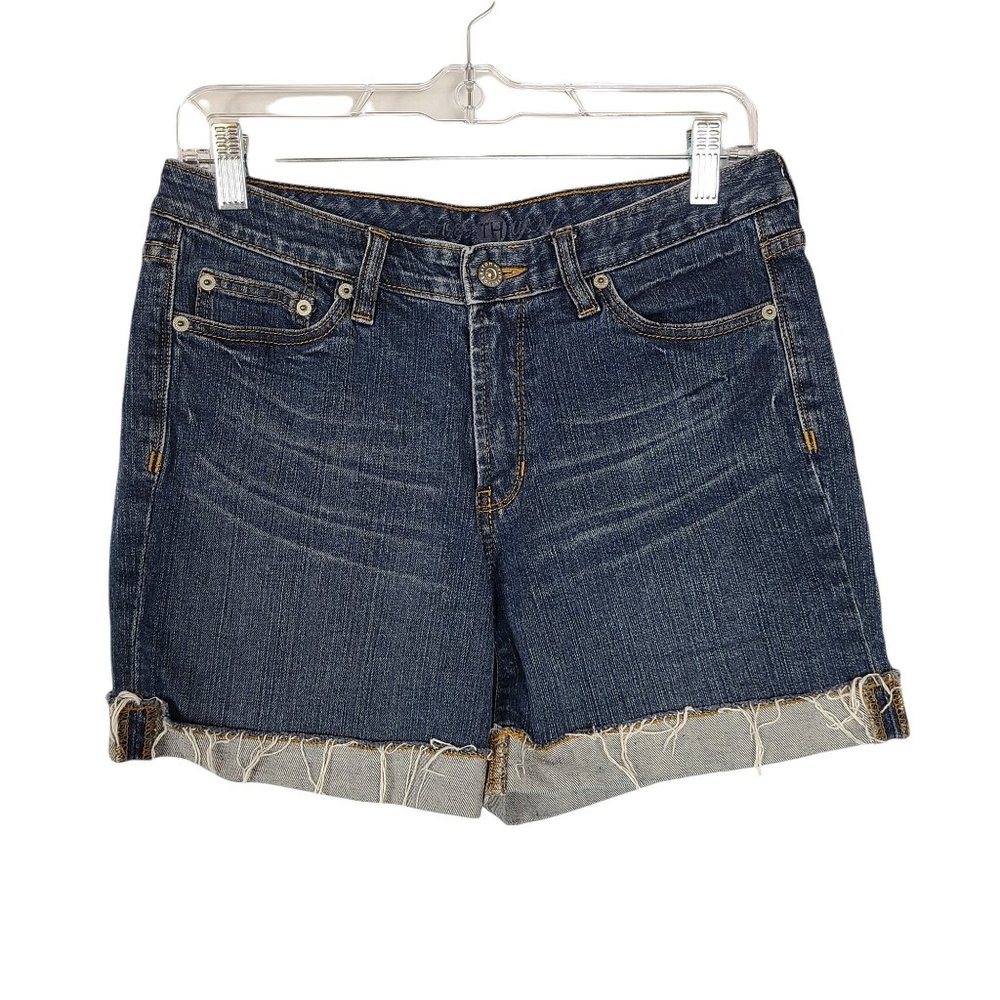 Tommy Hilfiger Women's Jean Shorts Sz 6 Frayed Cuffed Hem Blue Denim